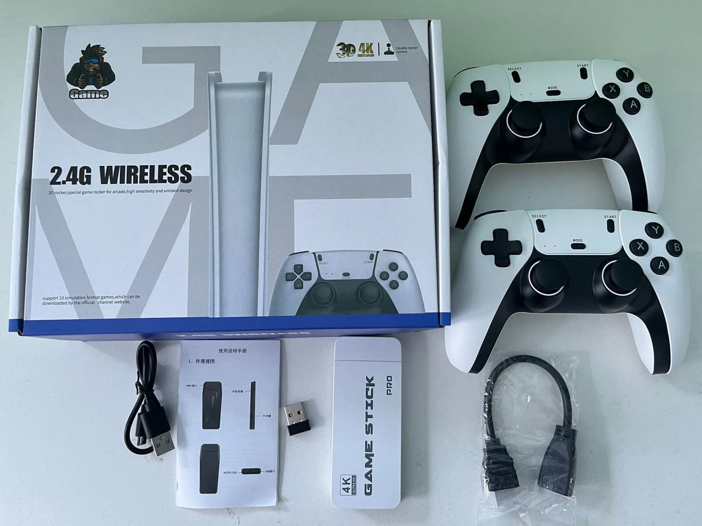 Consolă Wireless 4K Stick cu 20.000 de Jocuri Clasice și Două Controllere